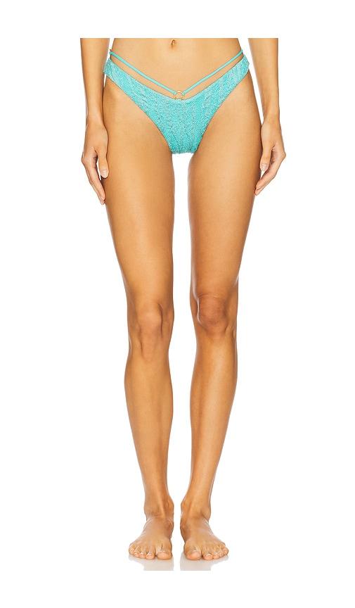 luli fama strappy loop brazilian scrunch bottom in teal.