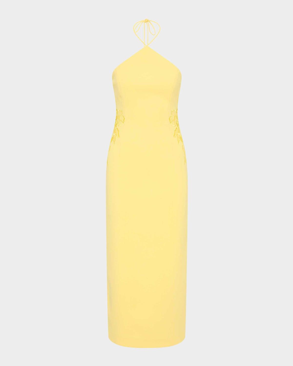 lulu floral lace halter midi dress