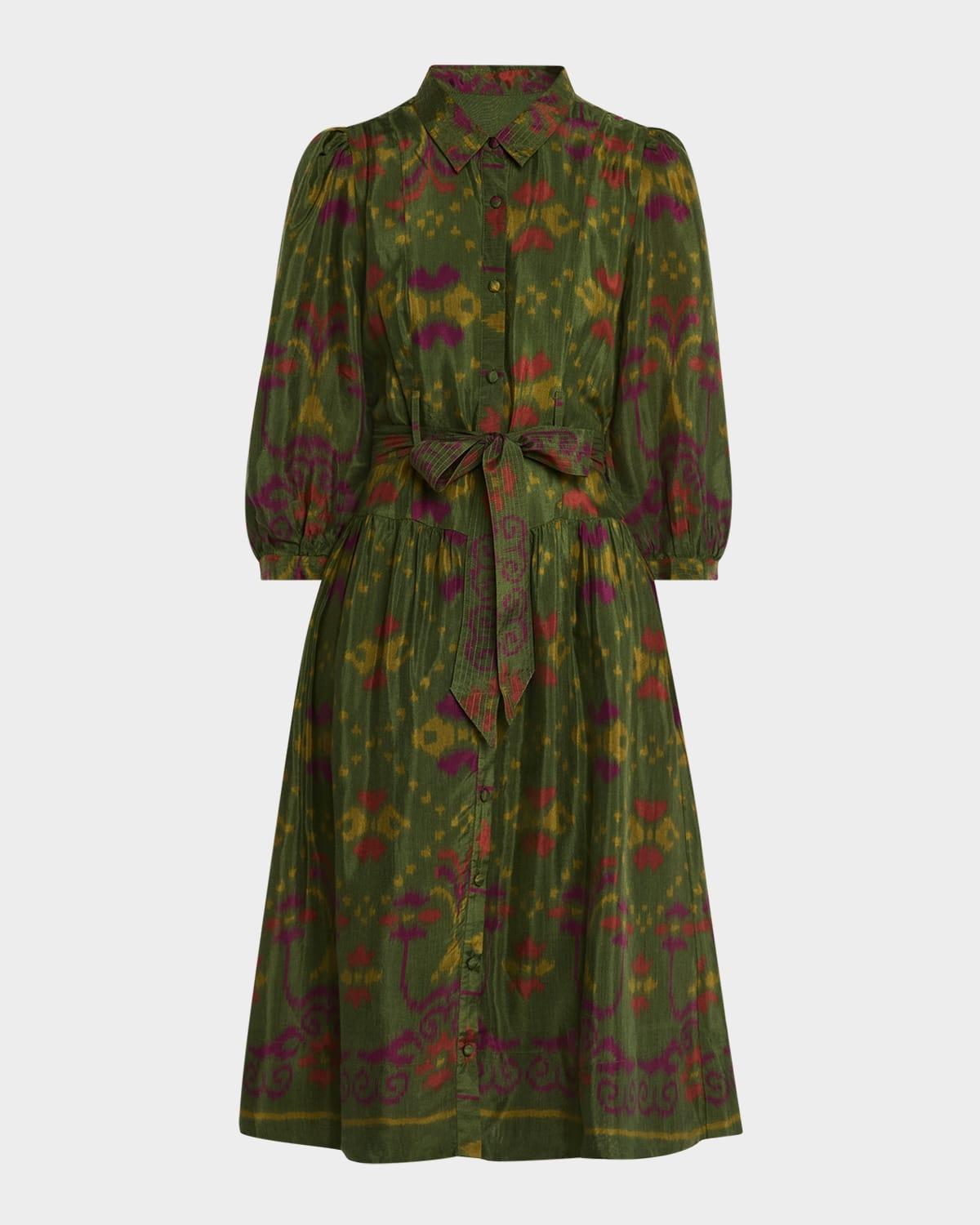 lulu ikat belted shirtdress
