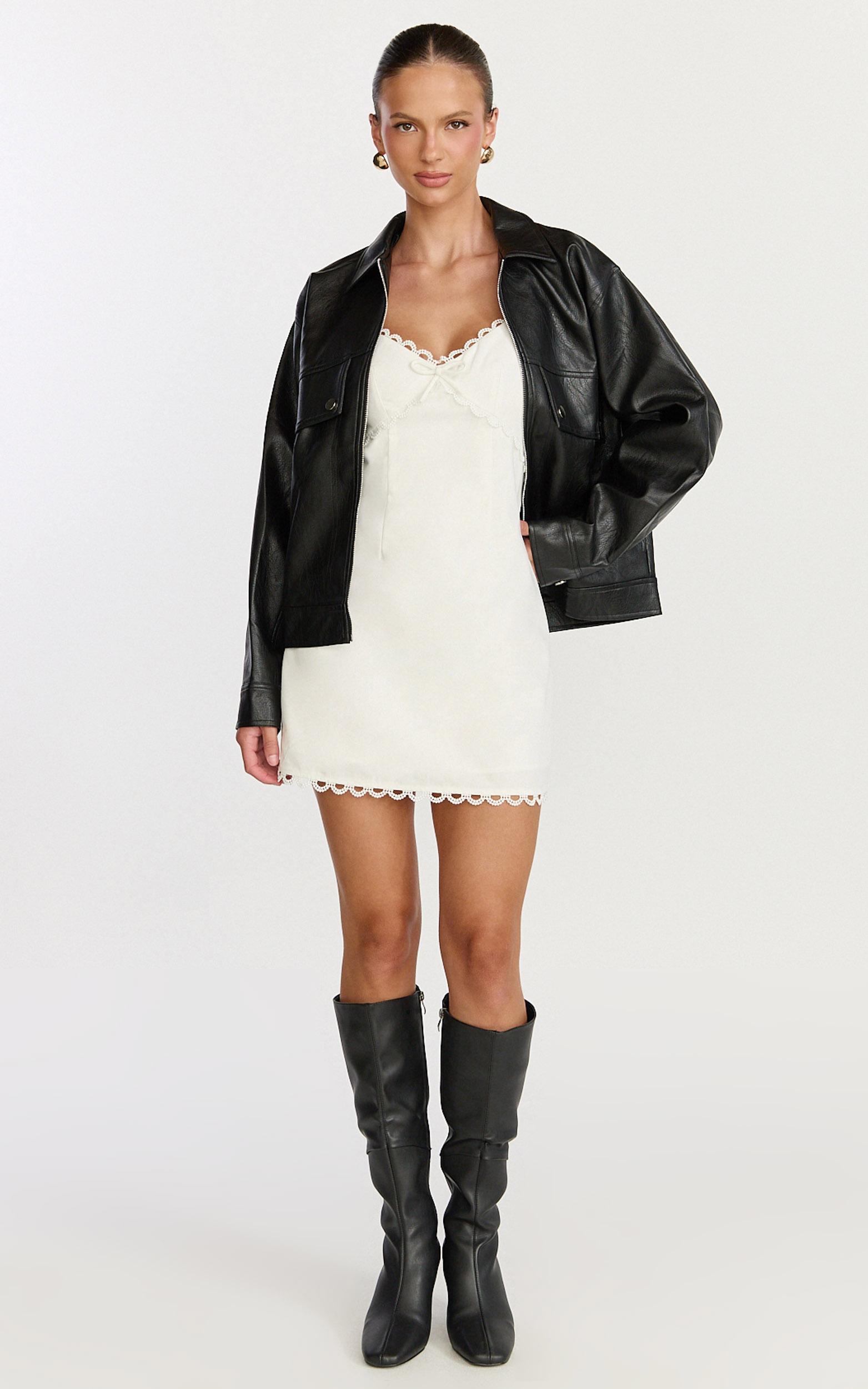 lumi jacket - faux leather bomber jacket in black