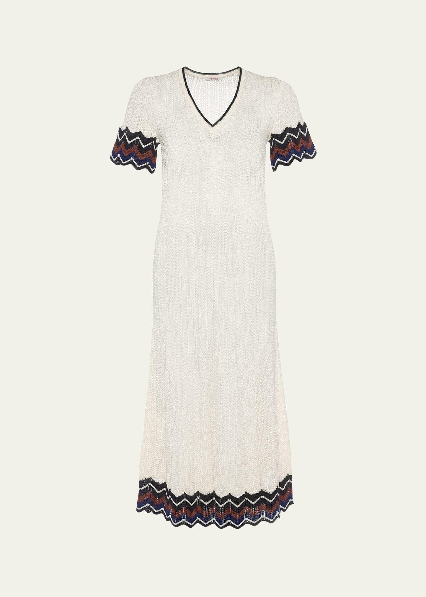 luna chevron striped knit maxi dress