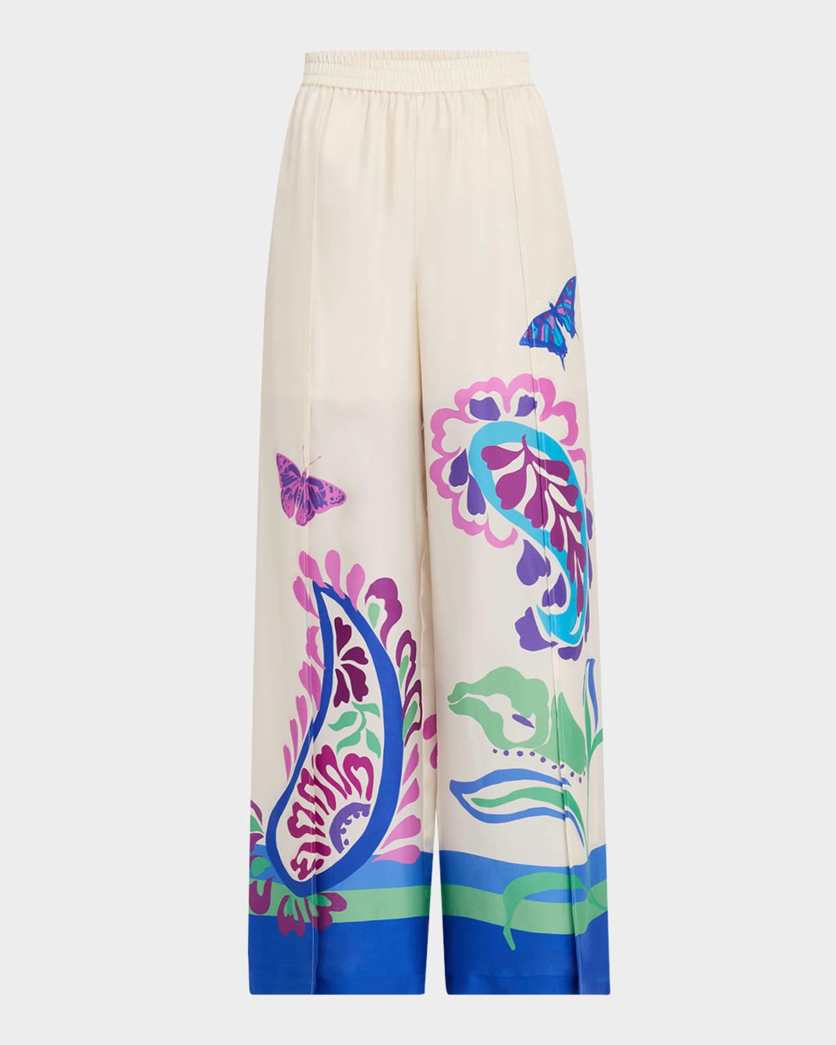 luna printed wide-leg pants