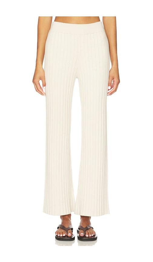 lunya cozy cotton silk ribbed pant in tan.
