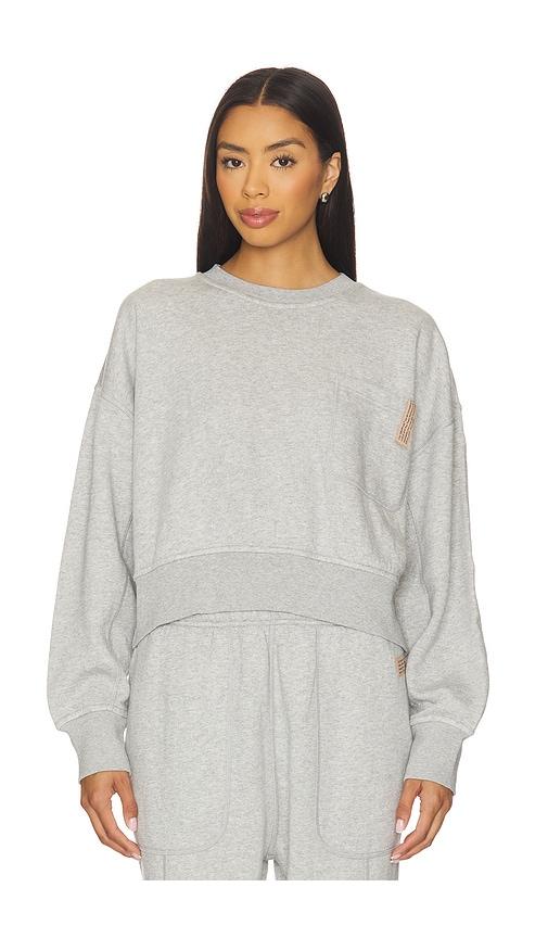 lunya silksweats midweight reversible seamed sweatshirt in light grey.