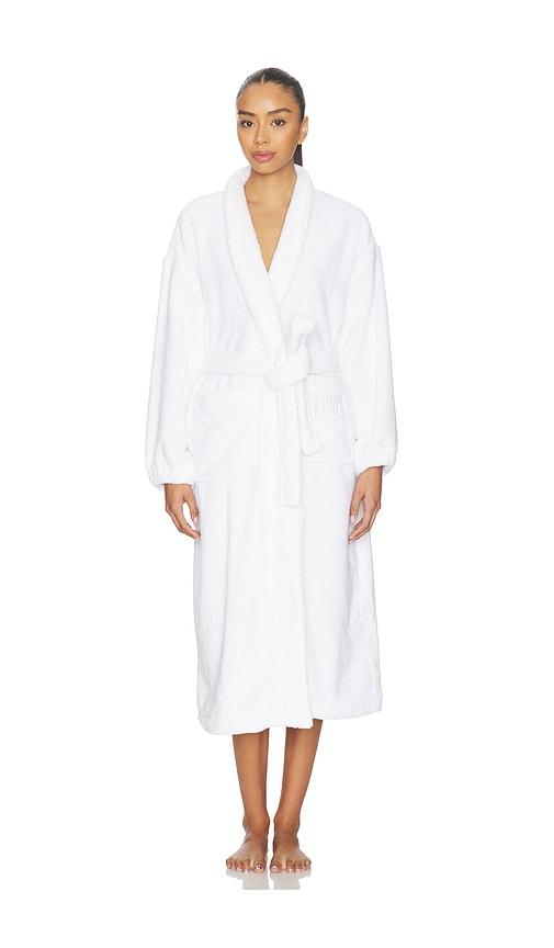 lunya spa terry robe in white.