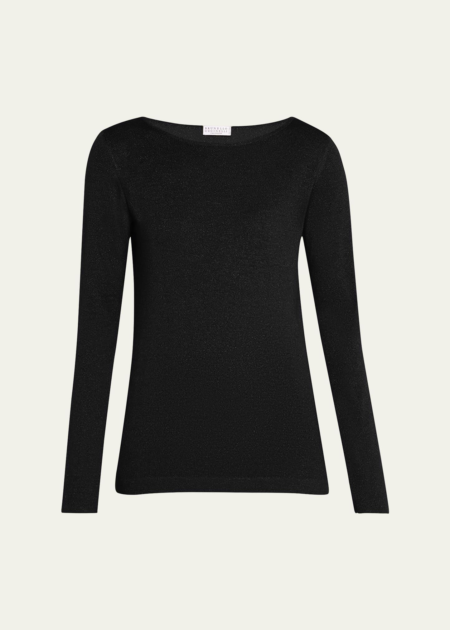 lurex cashmere and silk boatneck sweater