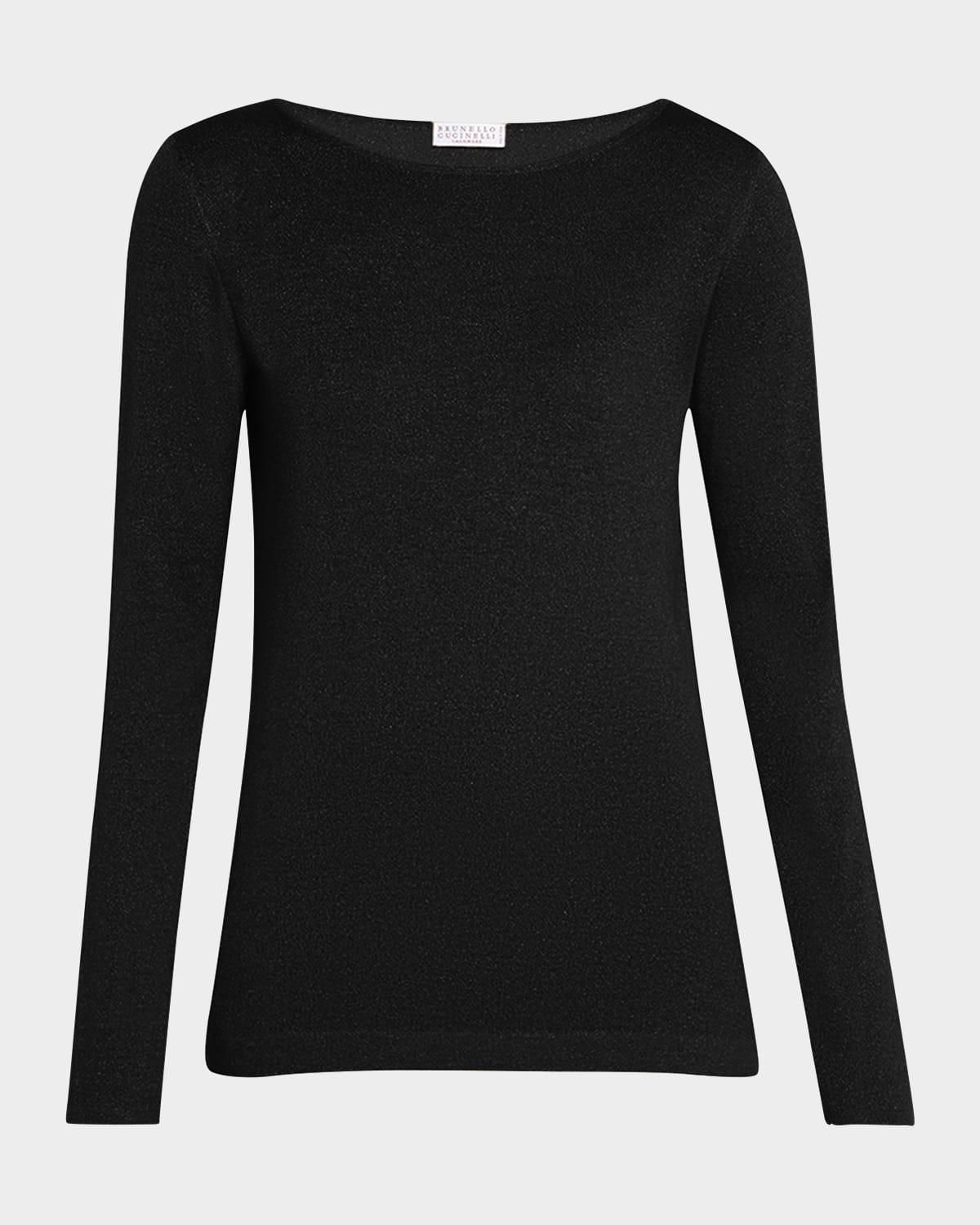 lurex cashmere and silk boatneck sweater