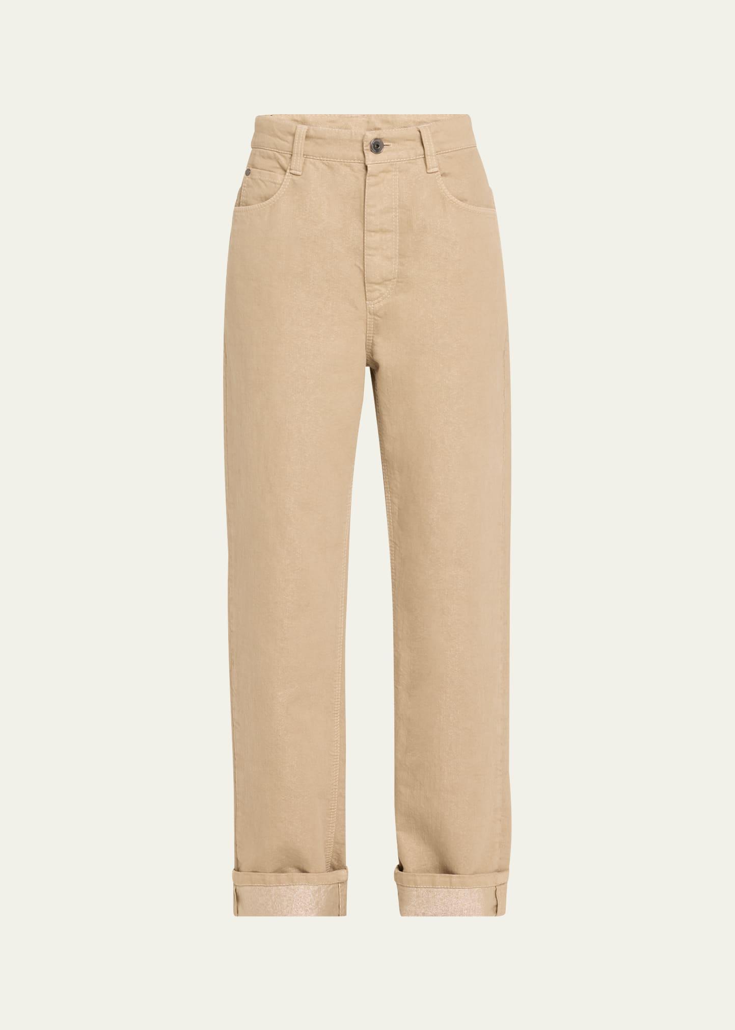 lurex cuffed hem denim pants