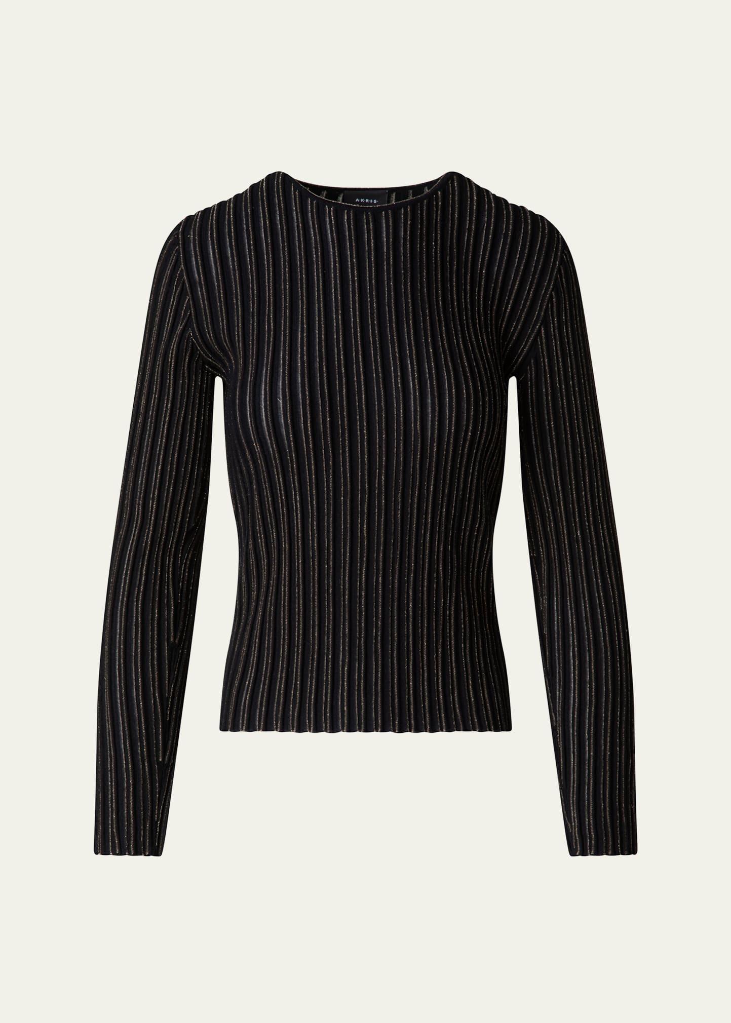 lurex pinstripe fitted wool sweater