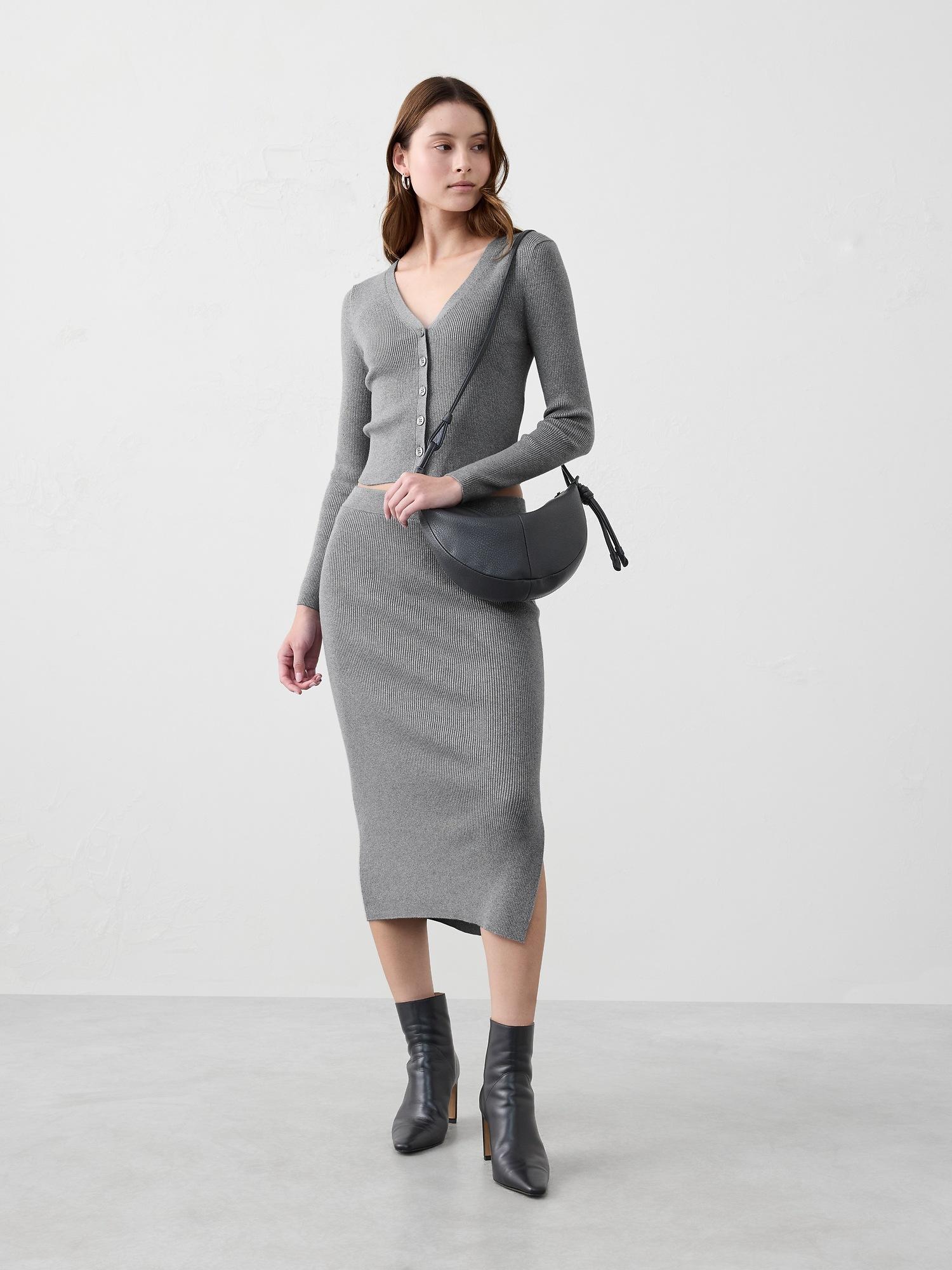 lurex ribbed cardigan sweater