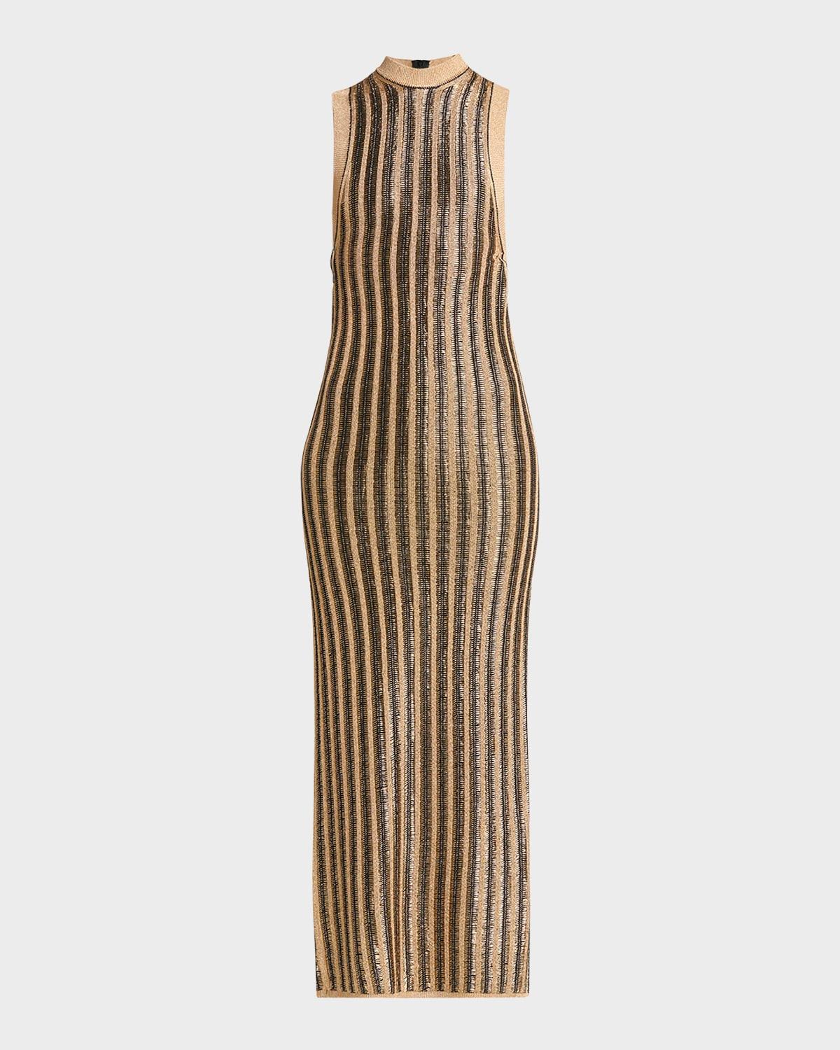 lurex ribbed knit midi dress