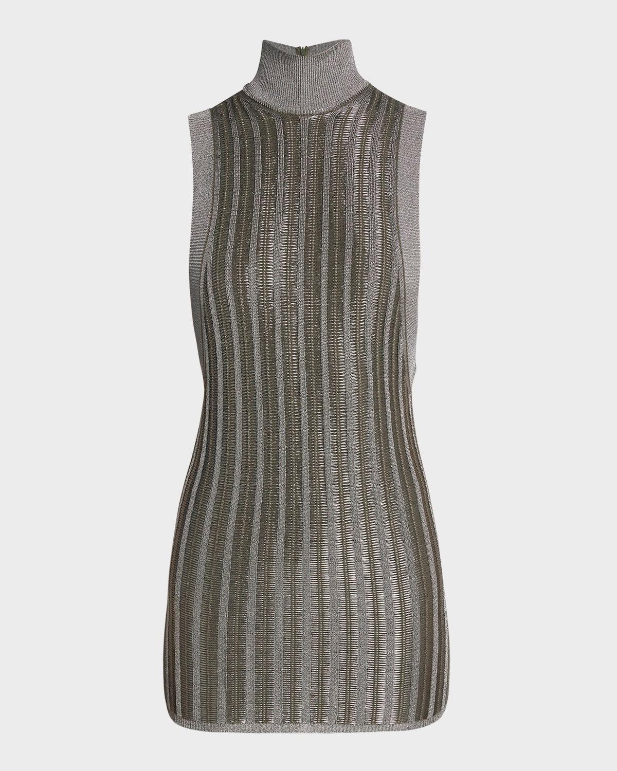 lurex ribbed knit mini dress