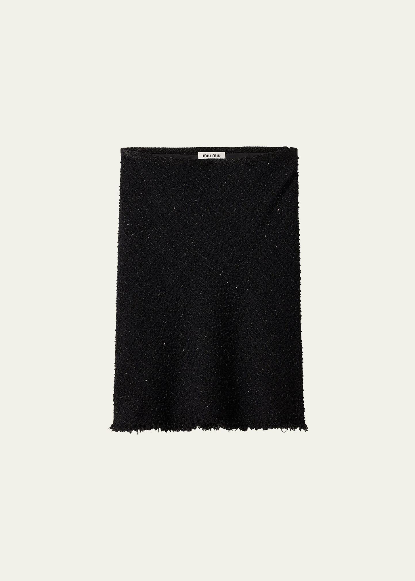 lurex wool frayed hem skirt