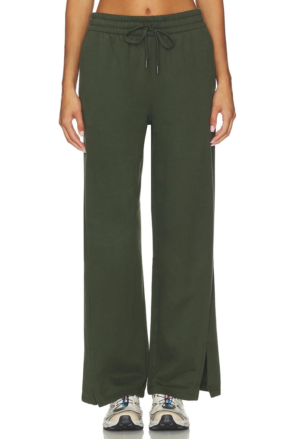 luxe fleece slit wide leg pant