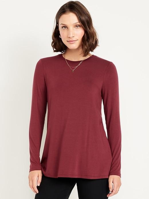 luxe long-sleeve crew-neck tunic