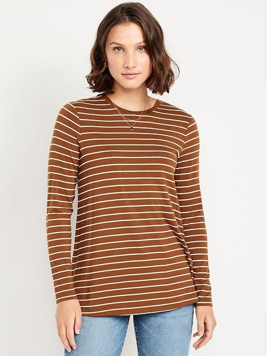 luxe long-sleeve crew-neck tunic