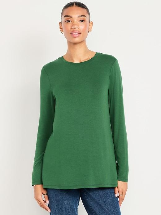 luxe long-sleeve crew-neck tunic