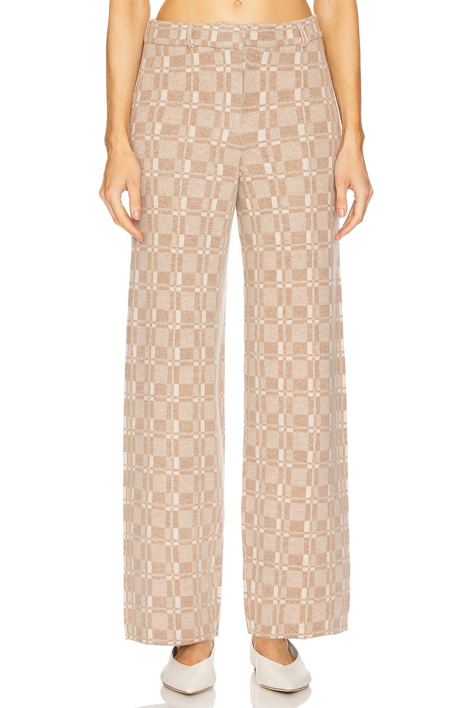 luxe plaid jacquard wide leg trouser