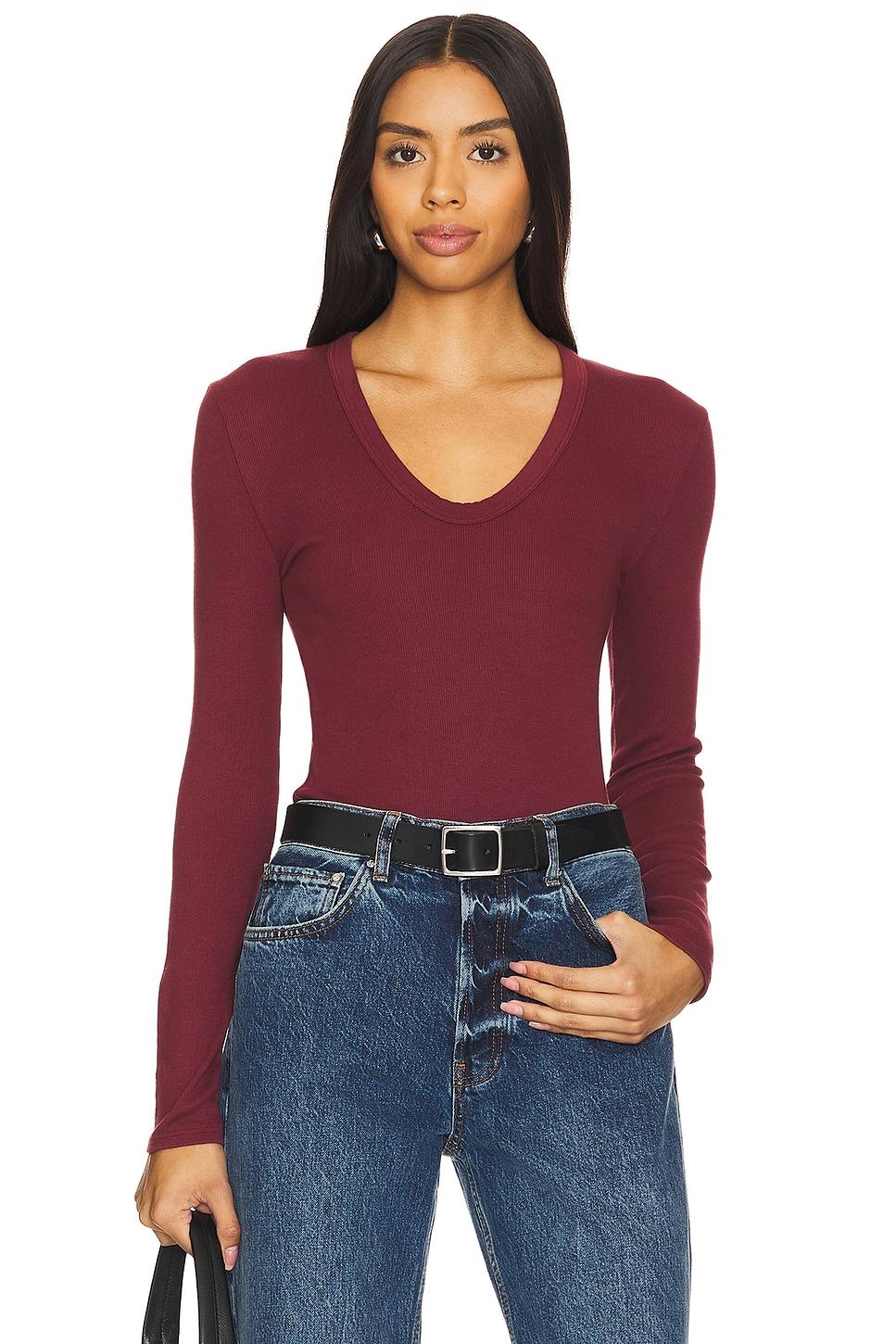 luxe rib long sleeve u neck top