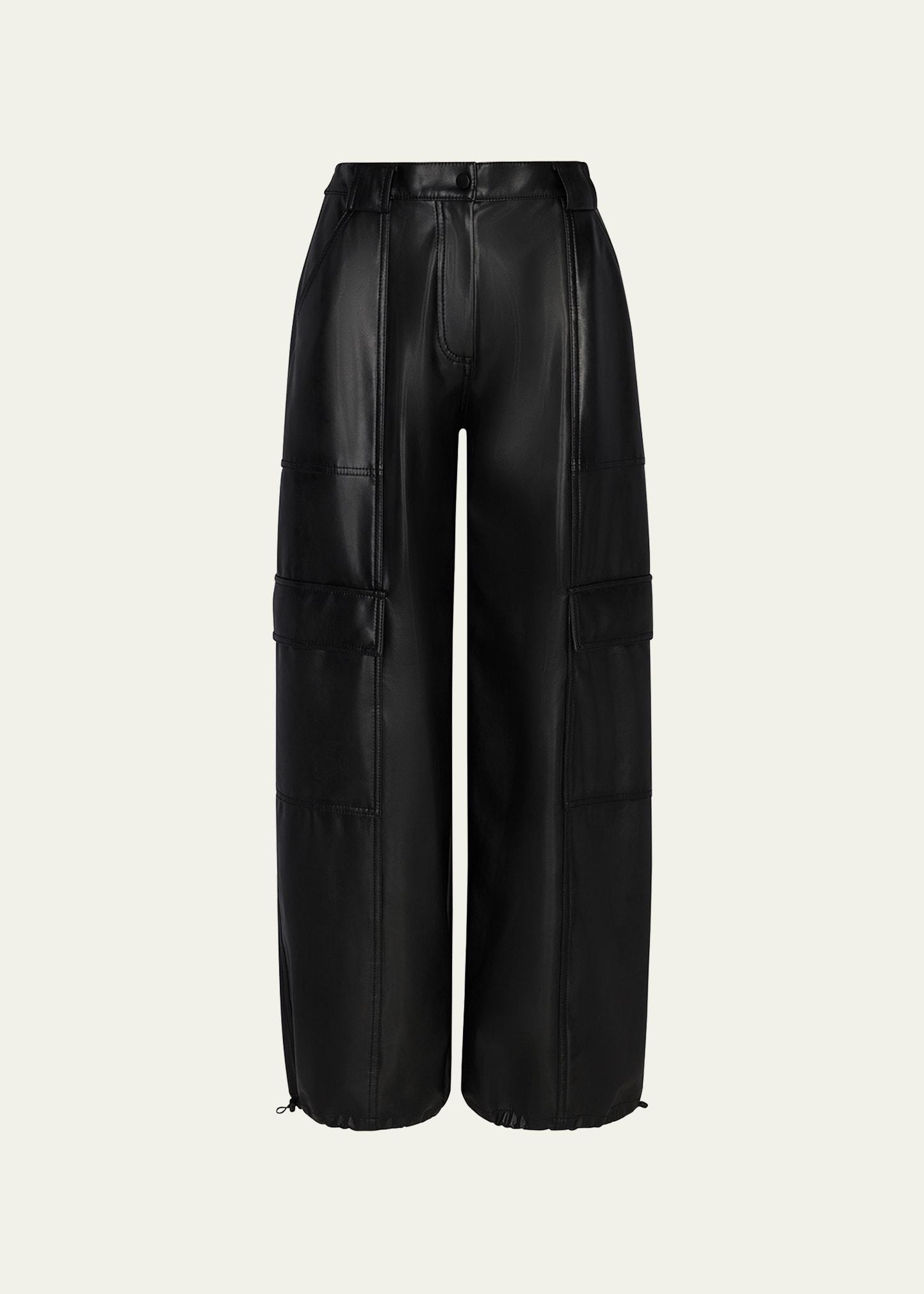 luxe vegan leather cargo pants