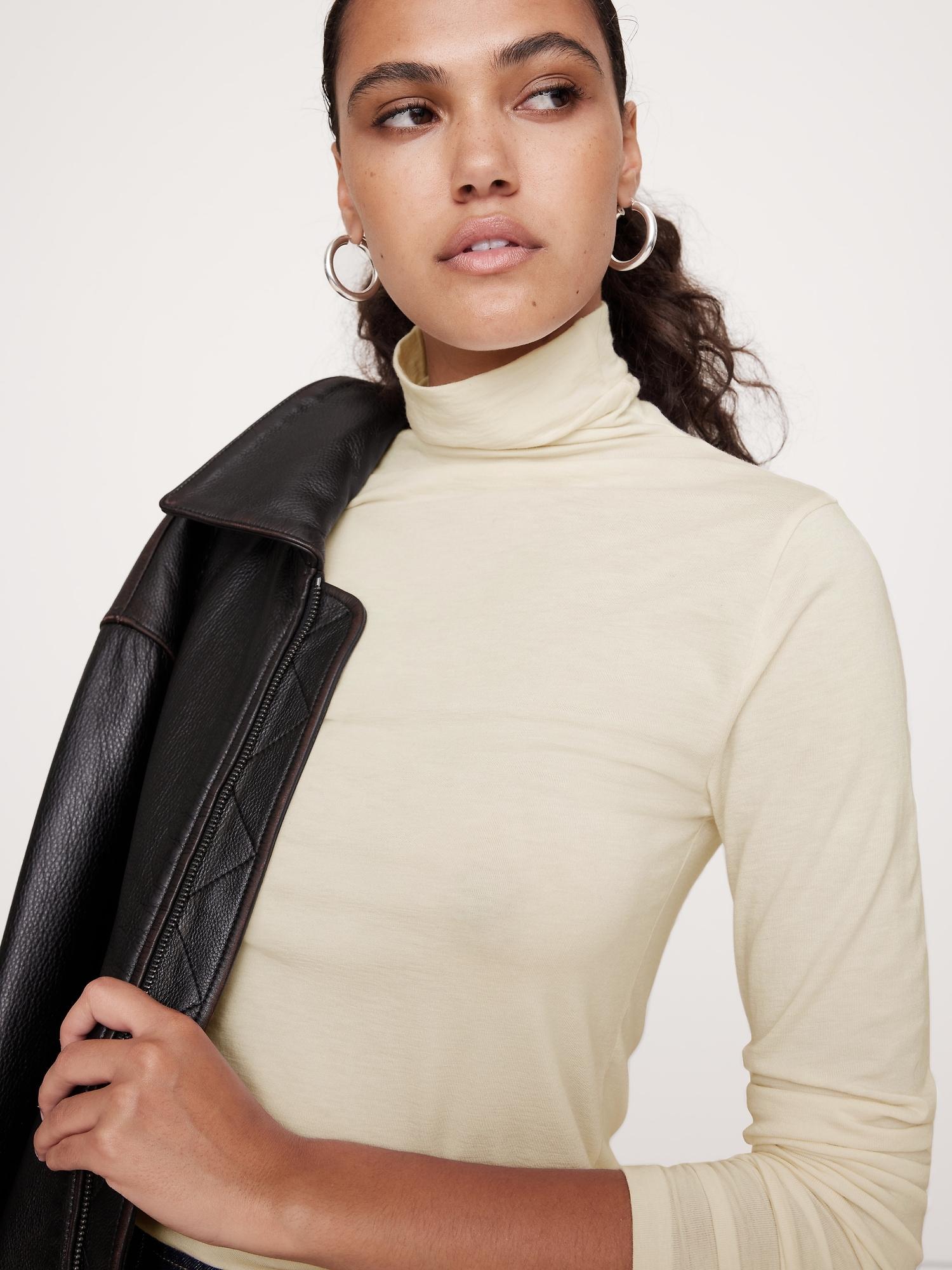luxe wool-blend turtleneck t-shirt