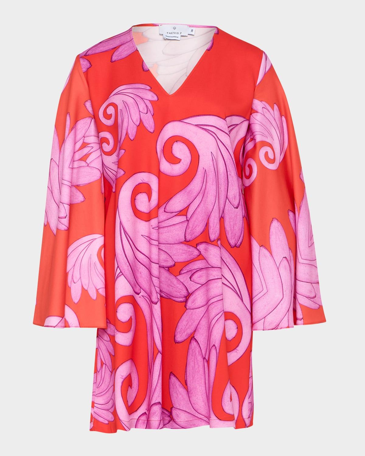 lydia flare-sleeve mini shift dress