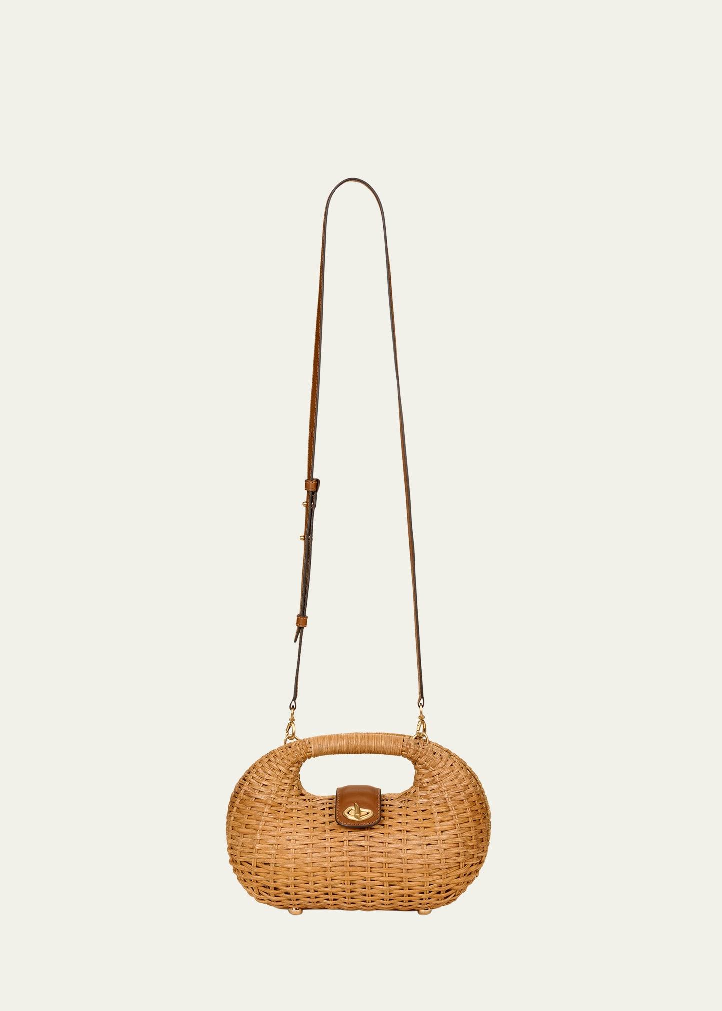 lydia woven rattan crossbody bag