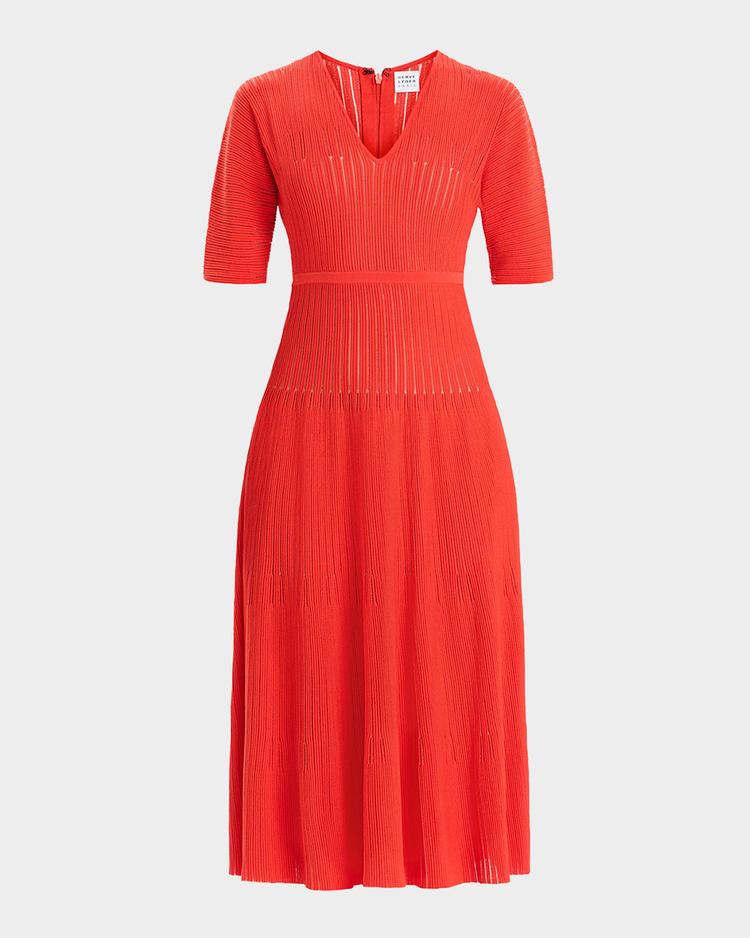 lyla dolman-sleeve rib midi dress