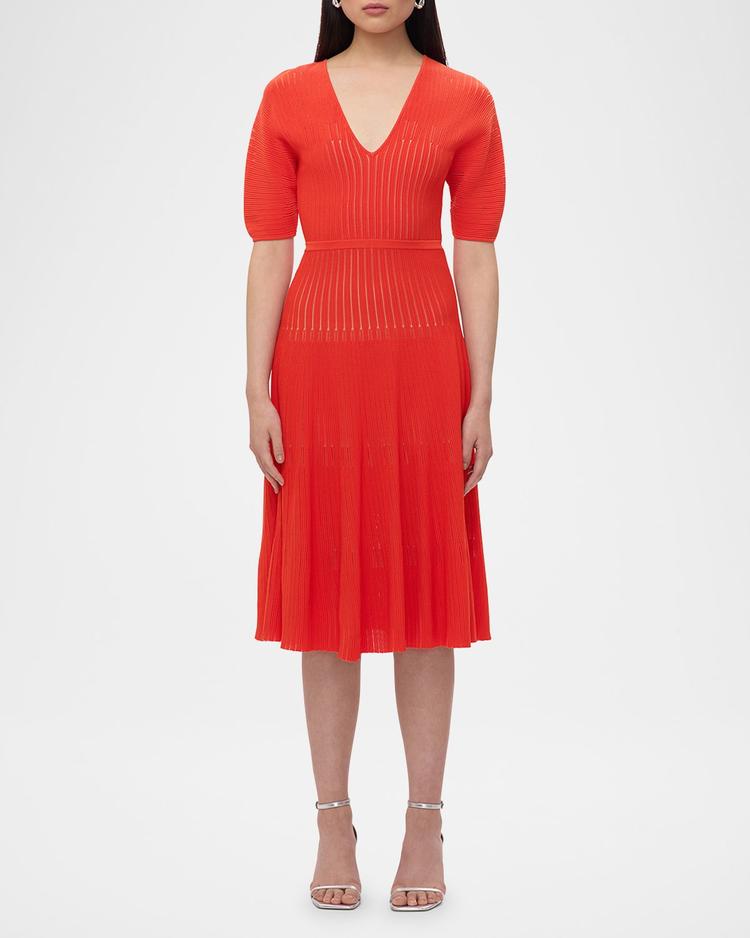 lyla dolman-sleeve rib midi dress