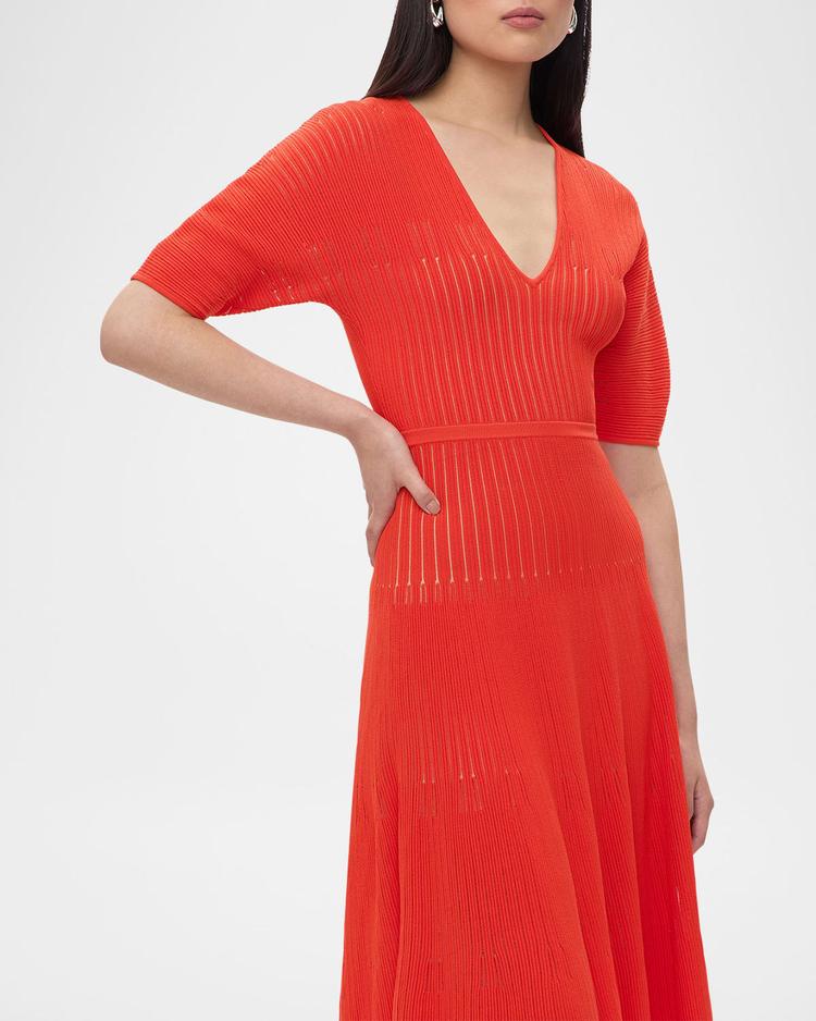 lyla dolman-sleeve rib midi dress