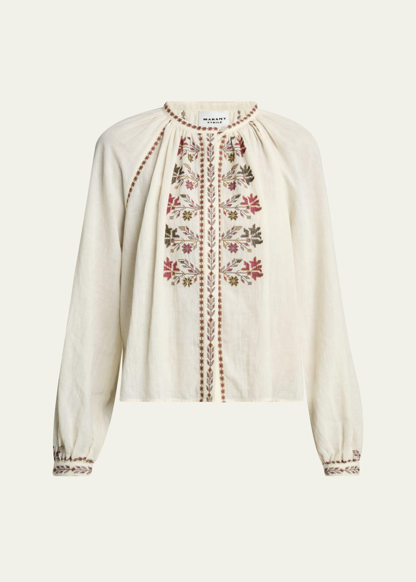 lynne embroidered long-sleeve blouse