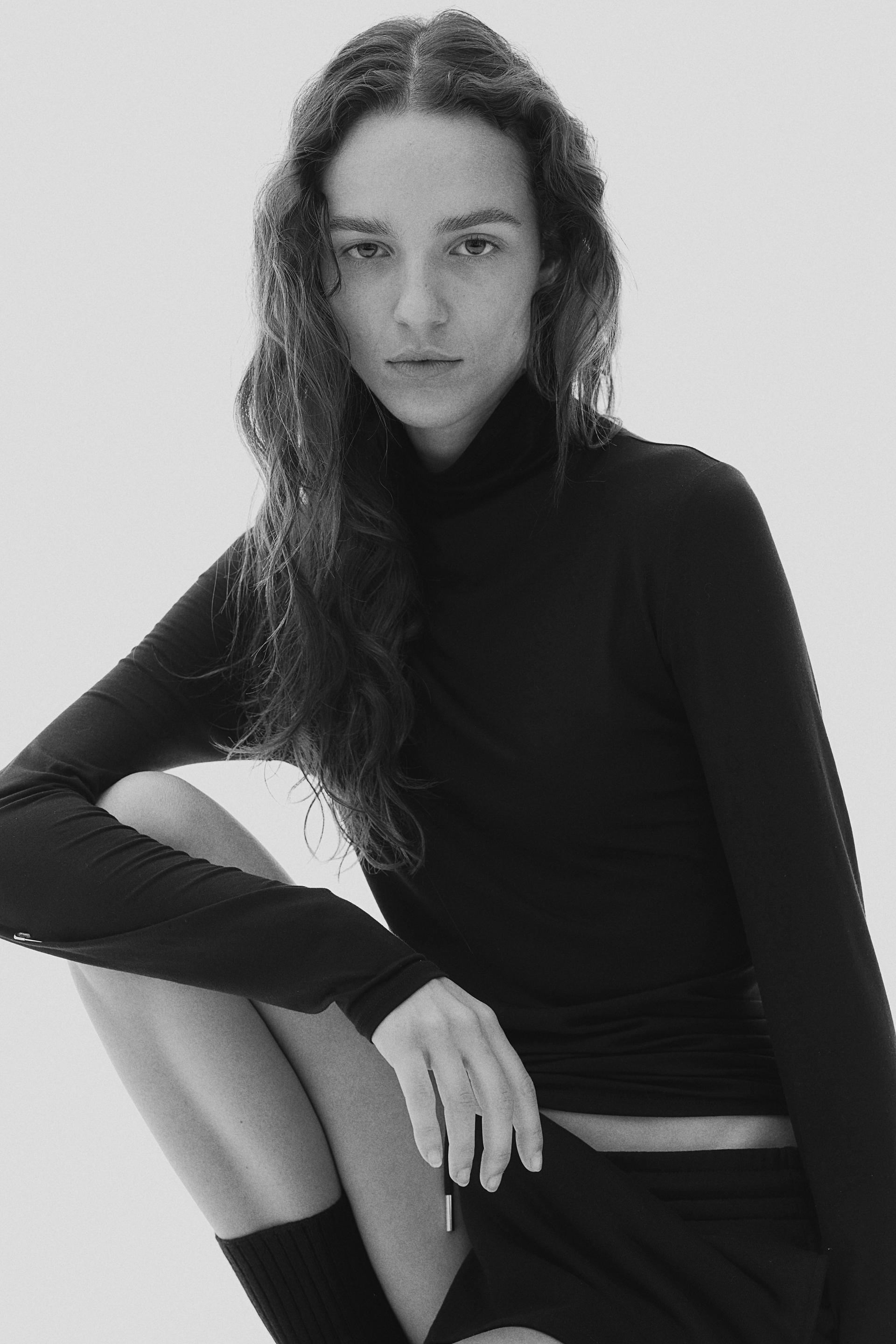 lyocell mock turtleneck top