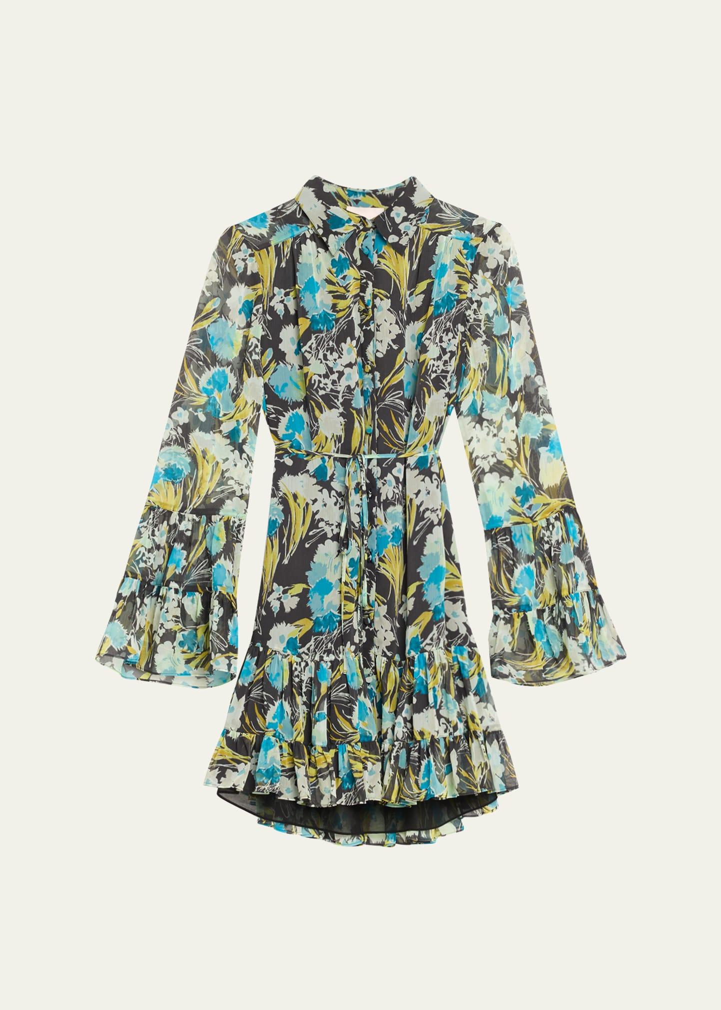 lyra floral long-sleeve mini dress