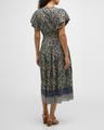 lyria flutter-sleeve floral midi dress