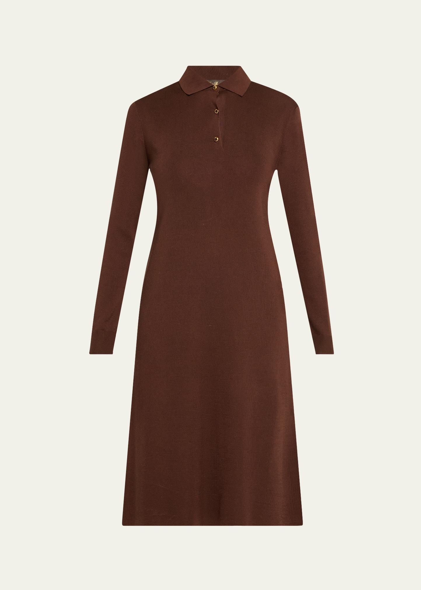 lyskamm long-sleeve silk polo dress