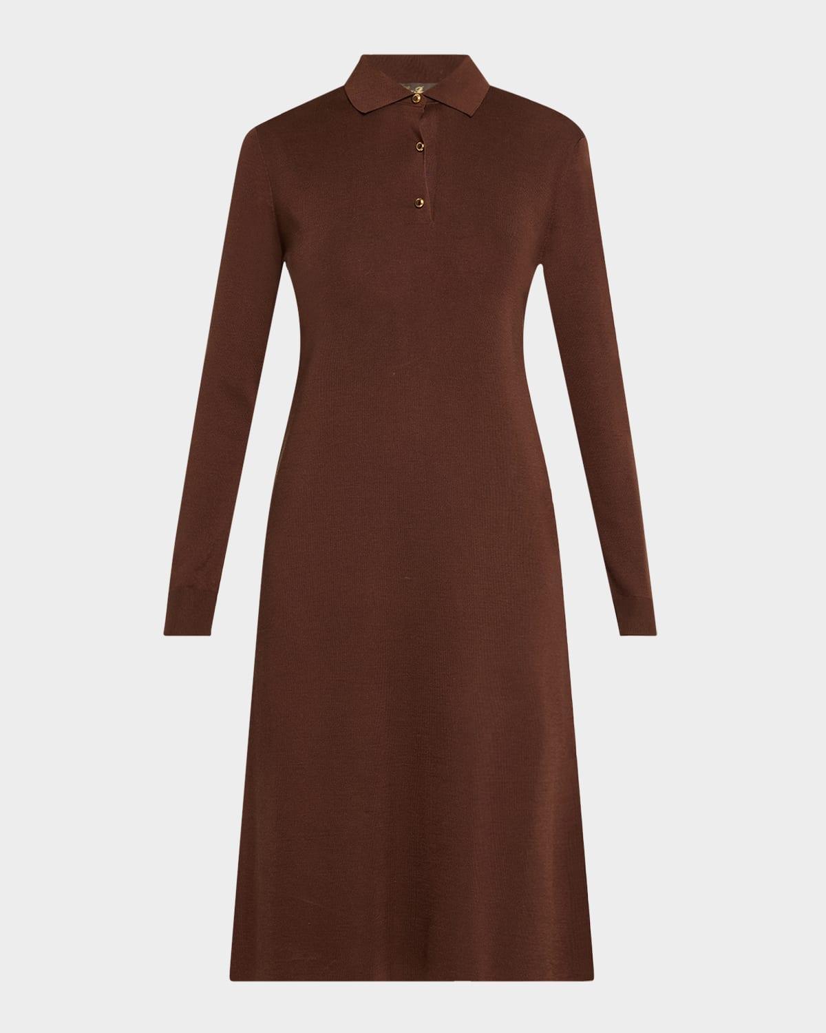 lyskamm long-sleeve silk polo dress
