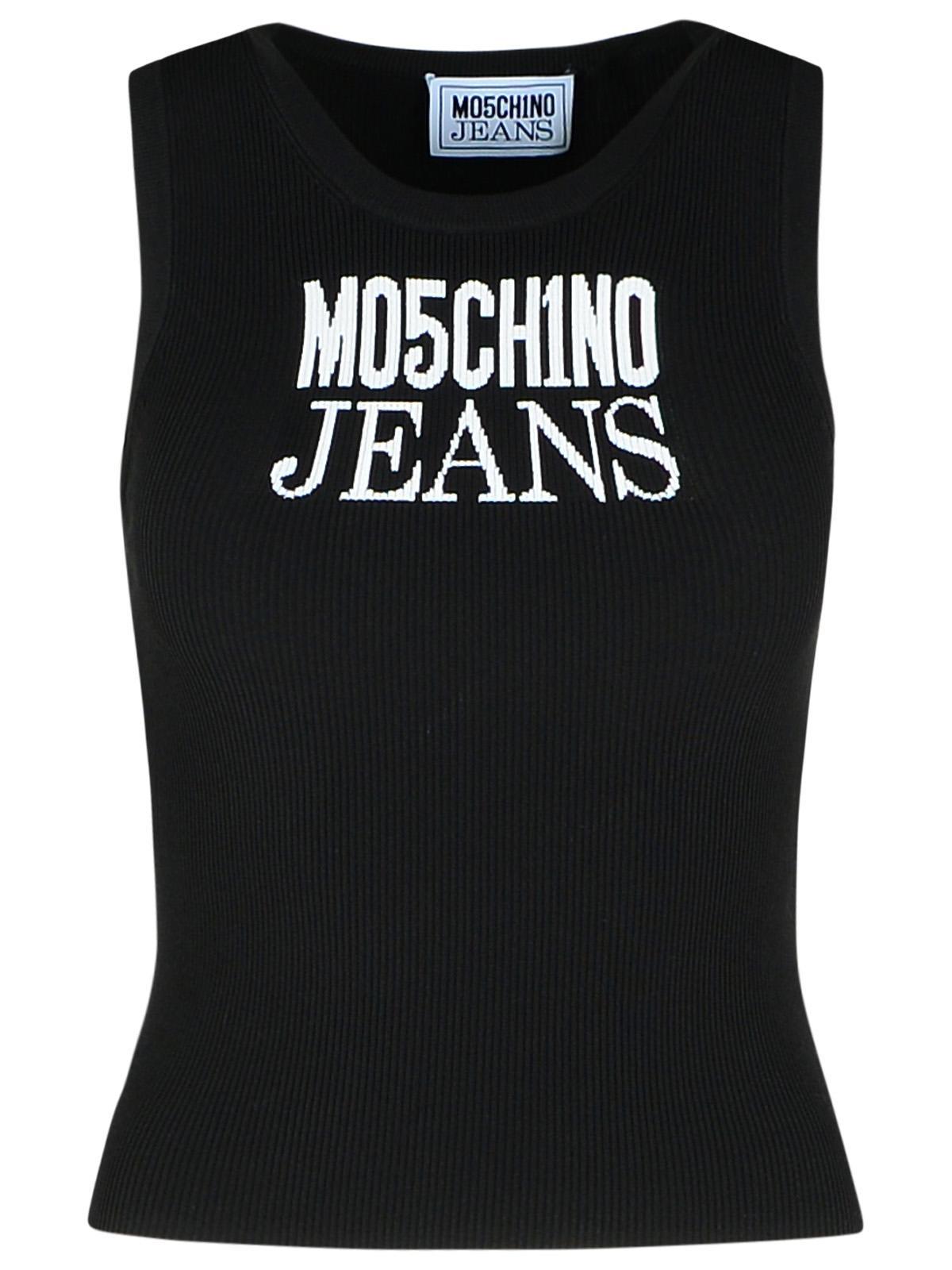 m05ch1n0 jeans black viscose blend tank top