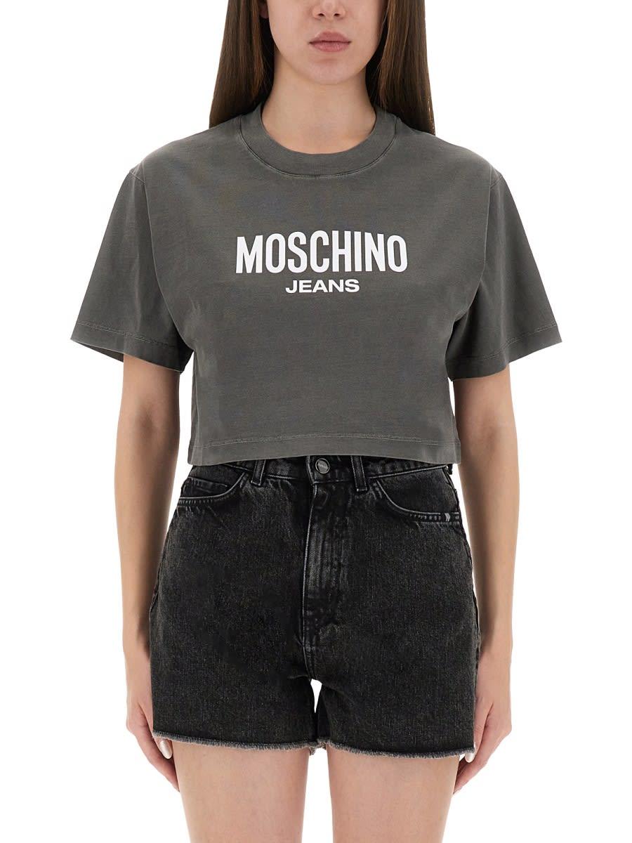 m05ch1n0 jeans cropped t-shirt with logo