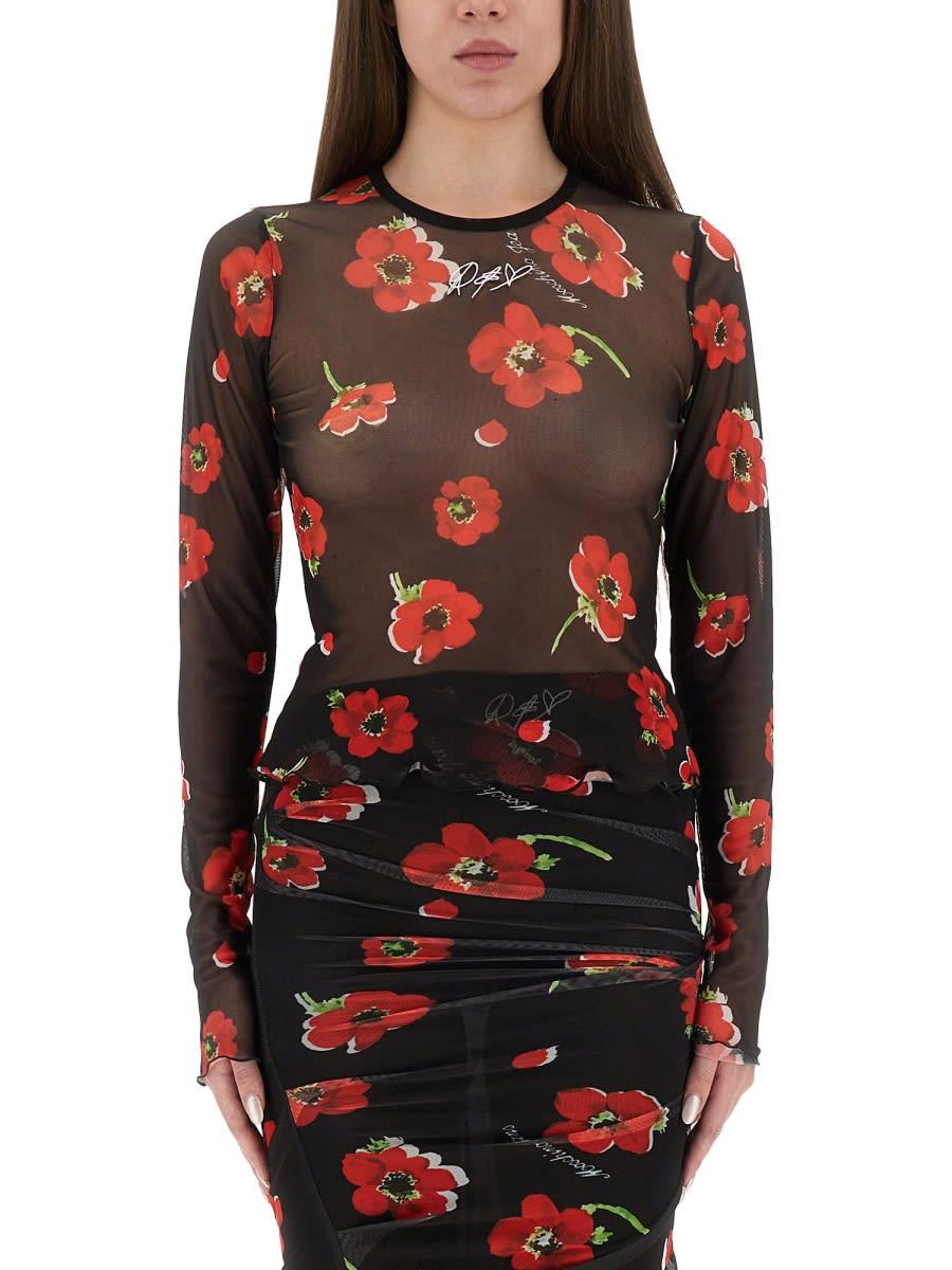 m05ch1n0 jeans floral mesh top