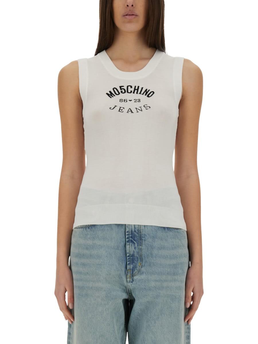 m05ch1n0 jeans knit top with inlay logo
