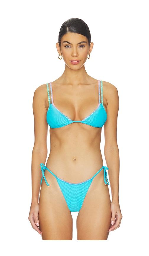 maaji aqua dream itza triangle bikini top in blue.