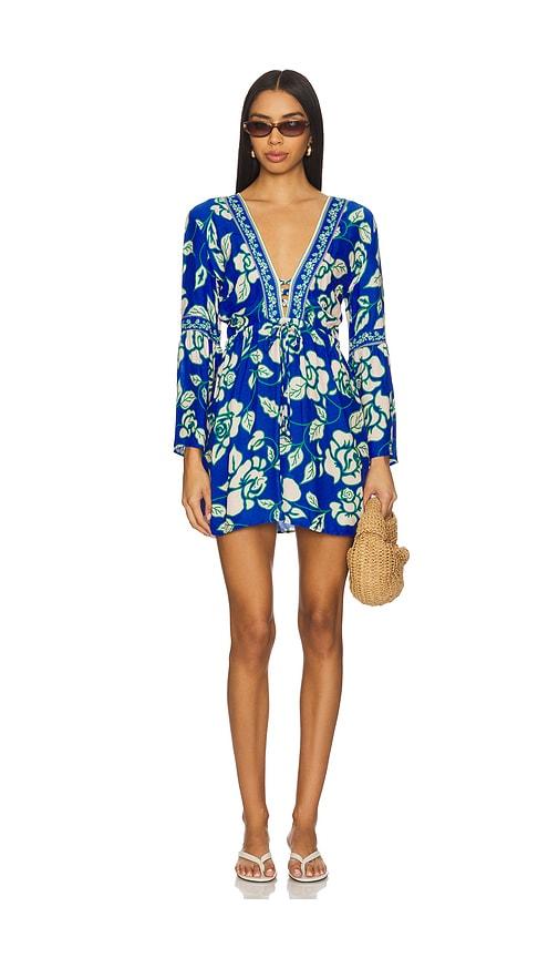 maaji cobalt flora agnes mini dress in blue.