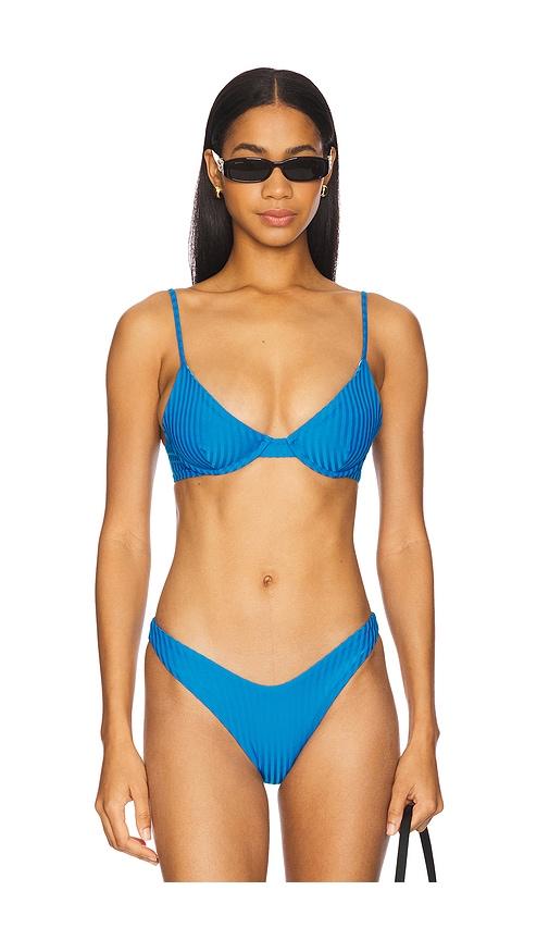 maaji dainty bikini top in blue.