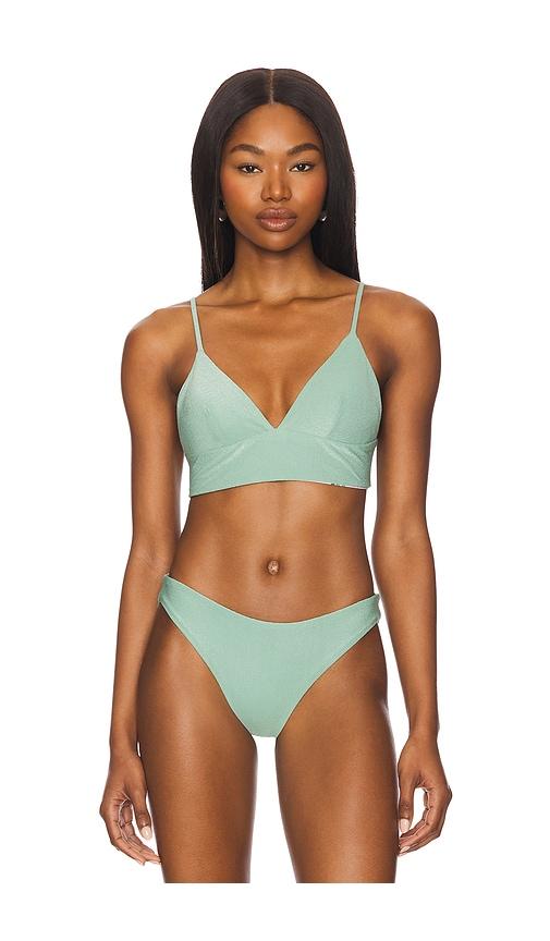 maaji mirage triangle bikini top in sage.