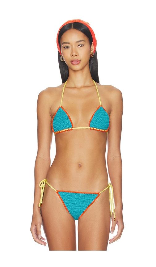 maaji ocean drift balms bikini top in teal.