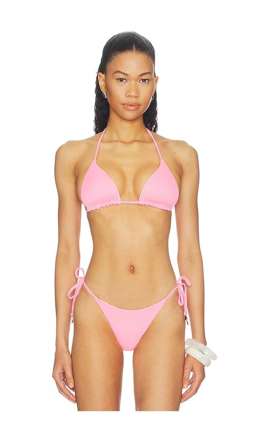 maaji rose mirage balmy bikini top in pink.