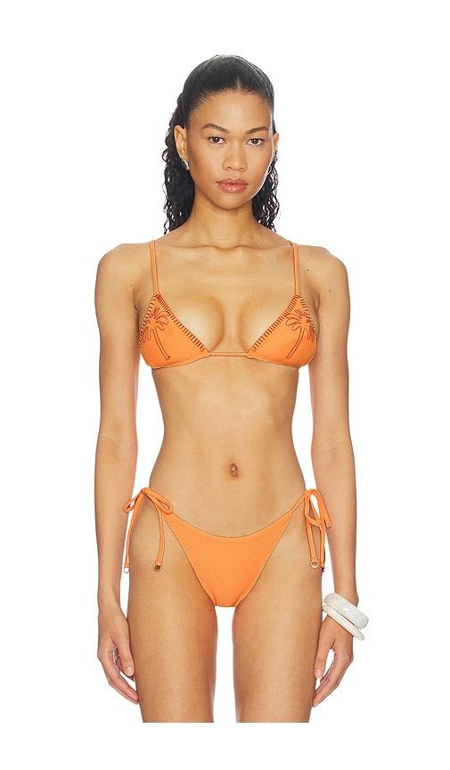 maaji solar reverie zen bikini top in orange,blue.