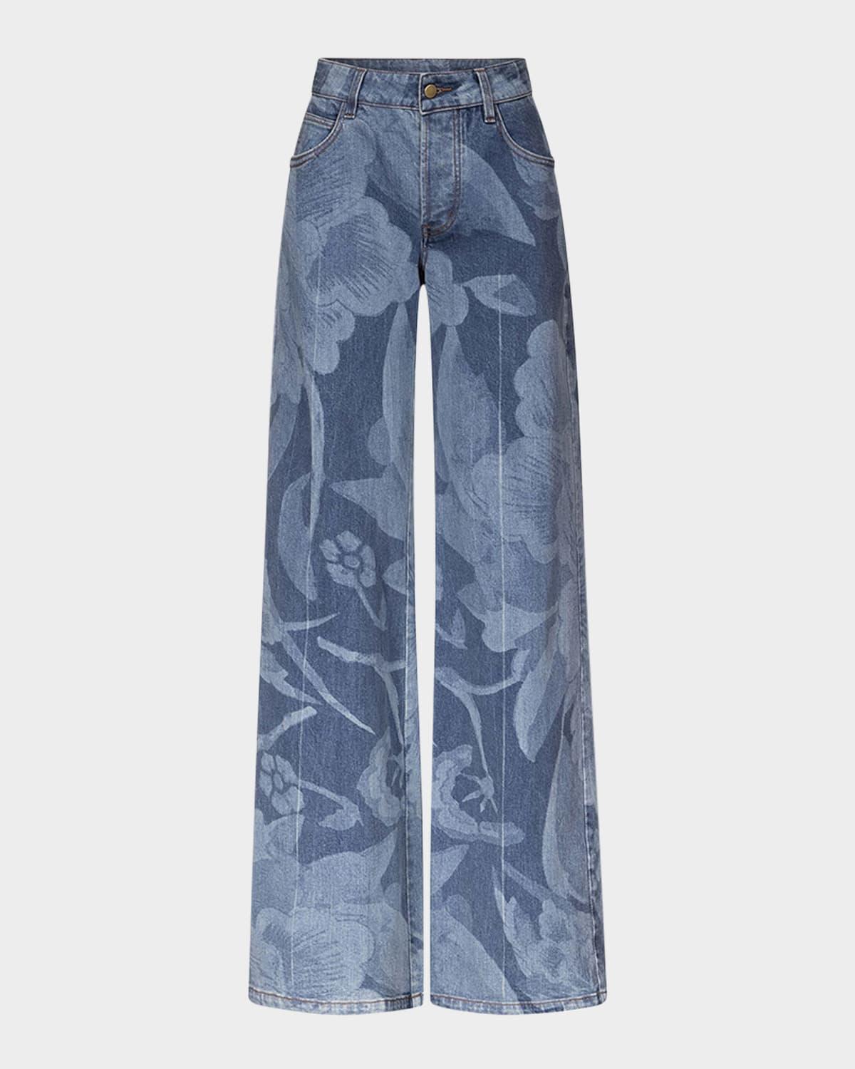 mabel floral-print denim jeans
