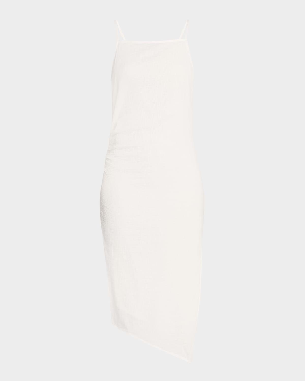 macaria asymmetric cotton knit midi dress