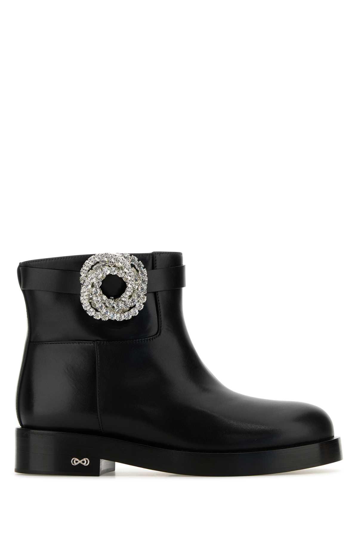 mach & mach black leather galaxy ankle boots